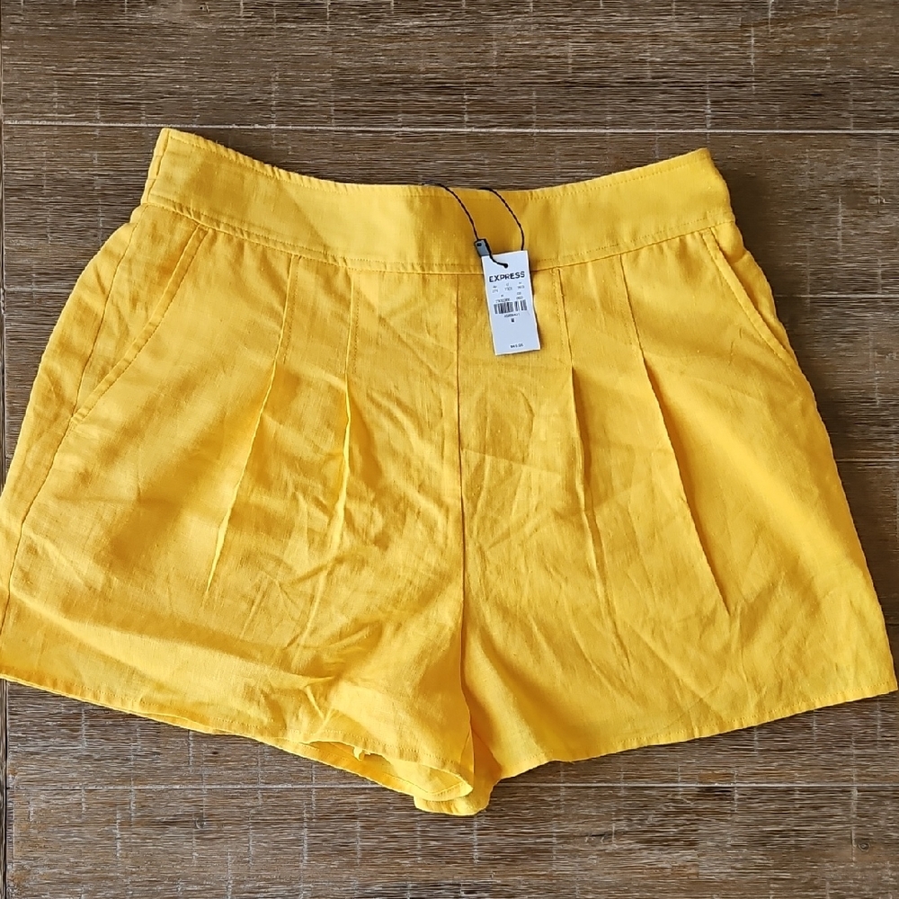 Express Women's High Waist Bright Yellow Shorts